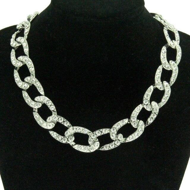

Luxurious Iced Out Necklaces Women Cuban Link Chain Choker Hip Hop Rhinestone Neck Chains Punk Initial Pendant Necklace Women JewelryLuxury Necklaces 90cm chain