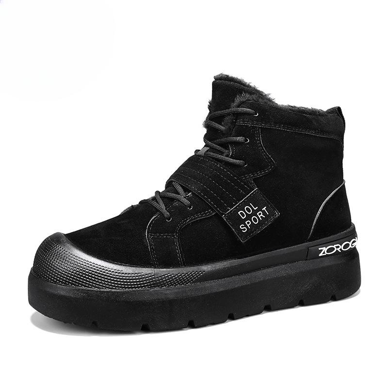 

Men s Boots Outdoor Sports High Top Boots Comfortable 2025 New Trend Platform Shoes Retro Plush Warm Non-slip Botas Para Hombre 39 чёрный