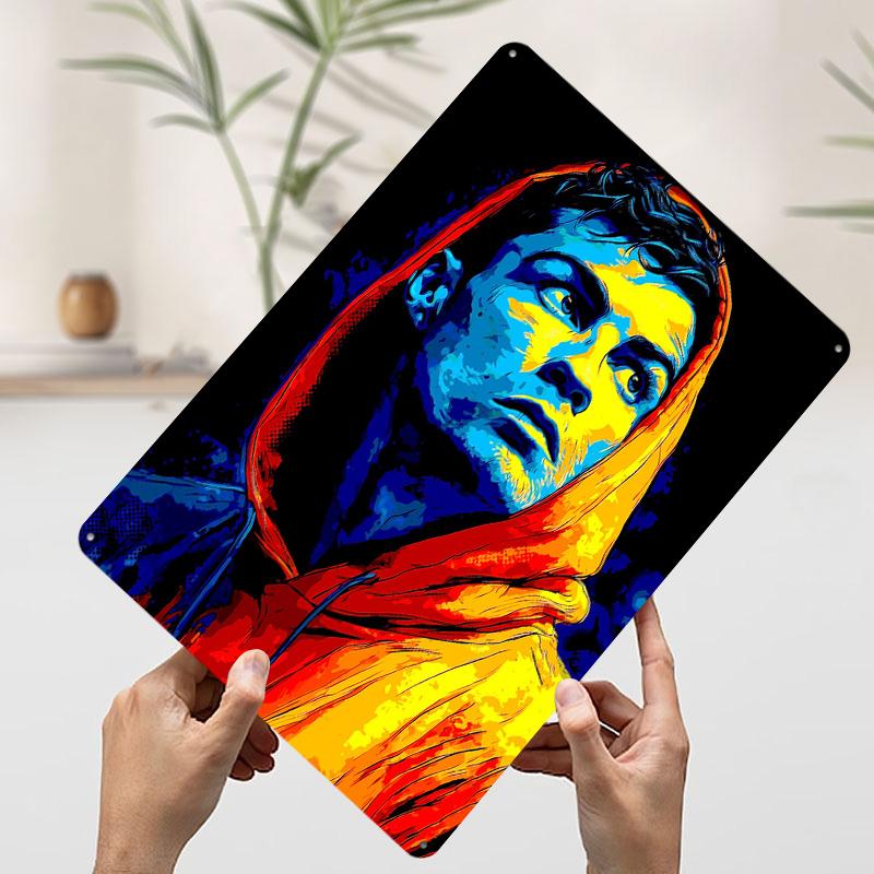 

Cristiano Ronaldo Pop Art Portrait Poster Customized Vintage Metal Signs Wall Art Retro Tin Plaque for Mancave House Decor Room 7.9x11.8In(20x30cm)