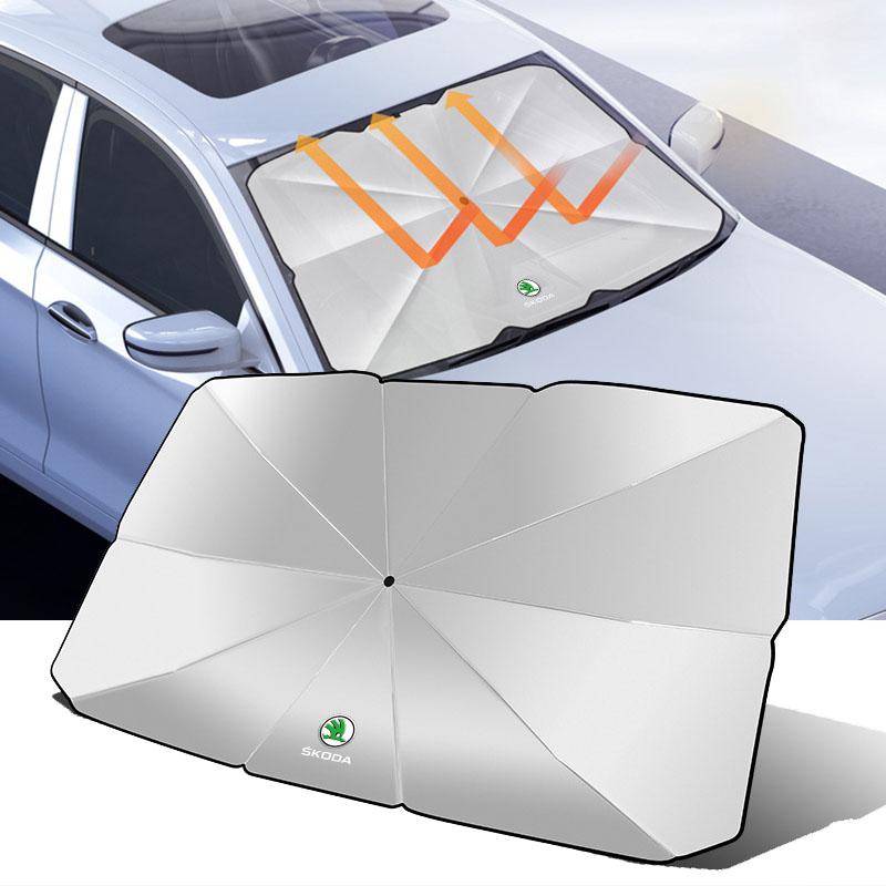 1Pcs Car Windshield Sunshade Umbrella Protector Parasol Foldable For Skoda Octavia Superb Rapid Kodiaq Karoq Fabia Kamiq Roomster Citigo