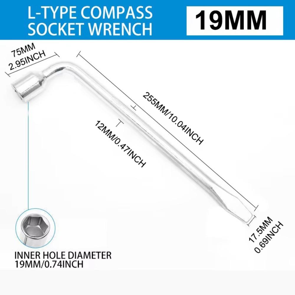 

Hexagonal Head Lug Wrench L Type Socket Lug Wrench Standard Tool Tire Wrench Car Repair 19mm