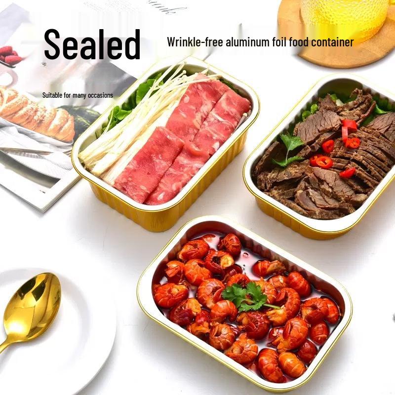 Zhishi Thickened Sealable Gold Aluminum Foil BBQ Container