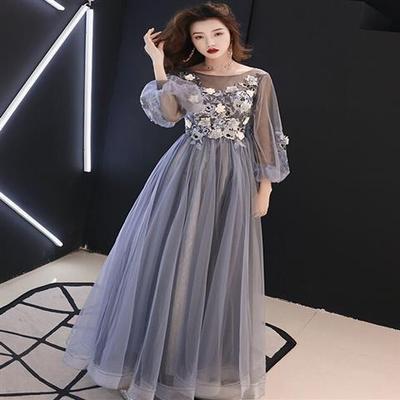 Banquet Evening Dress Women's 1011 New Fairy Dream Long Small White and Thin Art Test Piano Performance Clothes