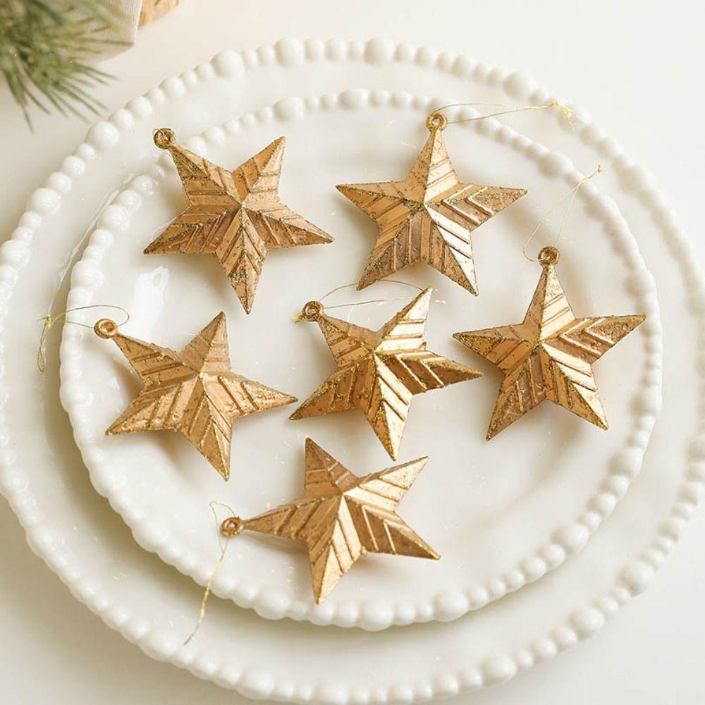 5 st 3/6 st Julmålad Tallkotte Målad Plasttallkotte Hängande Hänge Hängande Stjärna Julgransdekoration