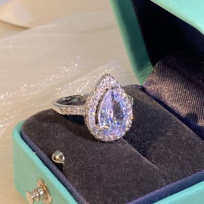 Fashionable Trendy Pear Shaped Zircon Ring Women's Jewelry Jewelry