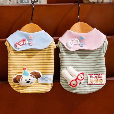 Chien Hippie Printemps et Été 26 Nouveaux Vêtements pour Chien Poupée Tridimensionnelle Débardeur Fin Rayé Vêtements pour Chat et Animal de Compagnie