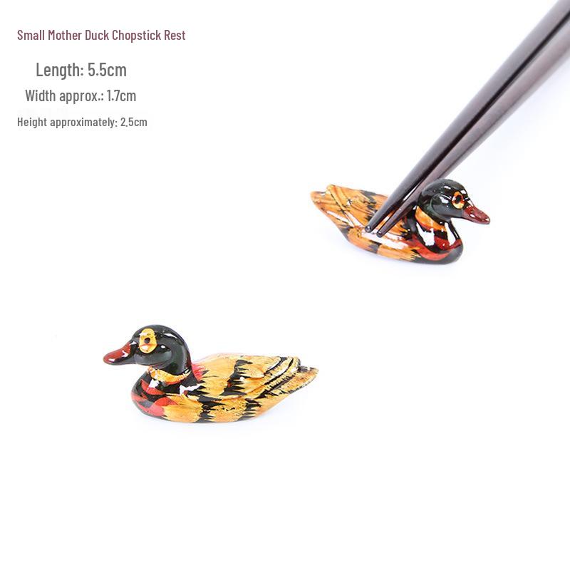 Kreatywny Podpórka pod Pałeczki w Kształcie Kaczki Mandaryńskiej - Uroczy Drewniany Uchwyt w Kształcie Zwierzęcia dla Restauracji i Hoteli