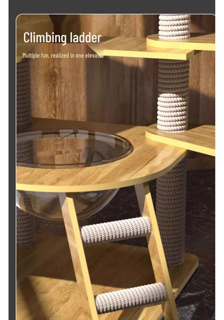 Sisal Cat Tree with Multi-Layer Platforms, Bed, and Space Capsule - Space-Saving Climbing Frame