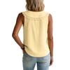 Women's Loose-fitting Color Fashionable Design Collared Lace Button Sleeveless Top