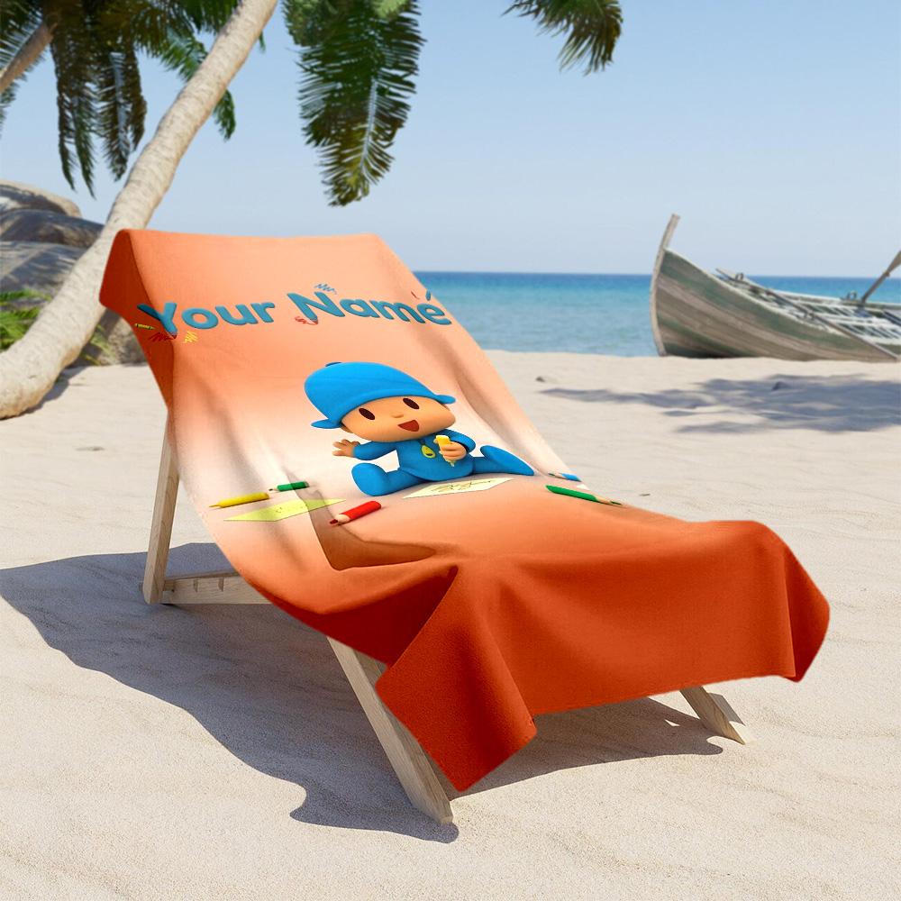 Pocoyo Personalized Text Beach Towel High Absorbency Quick-Dry