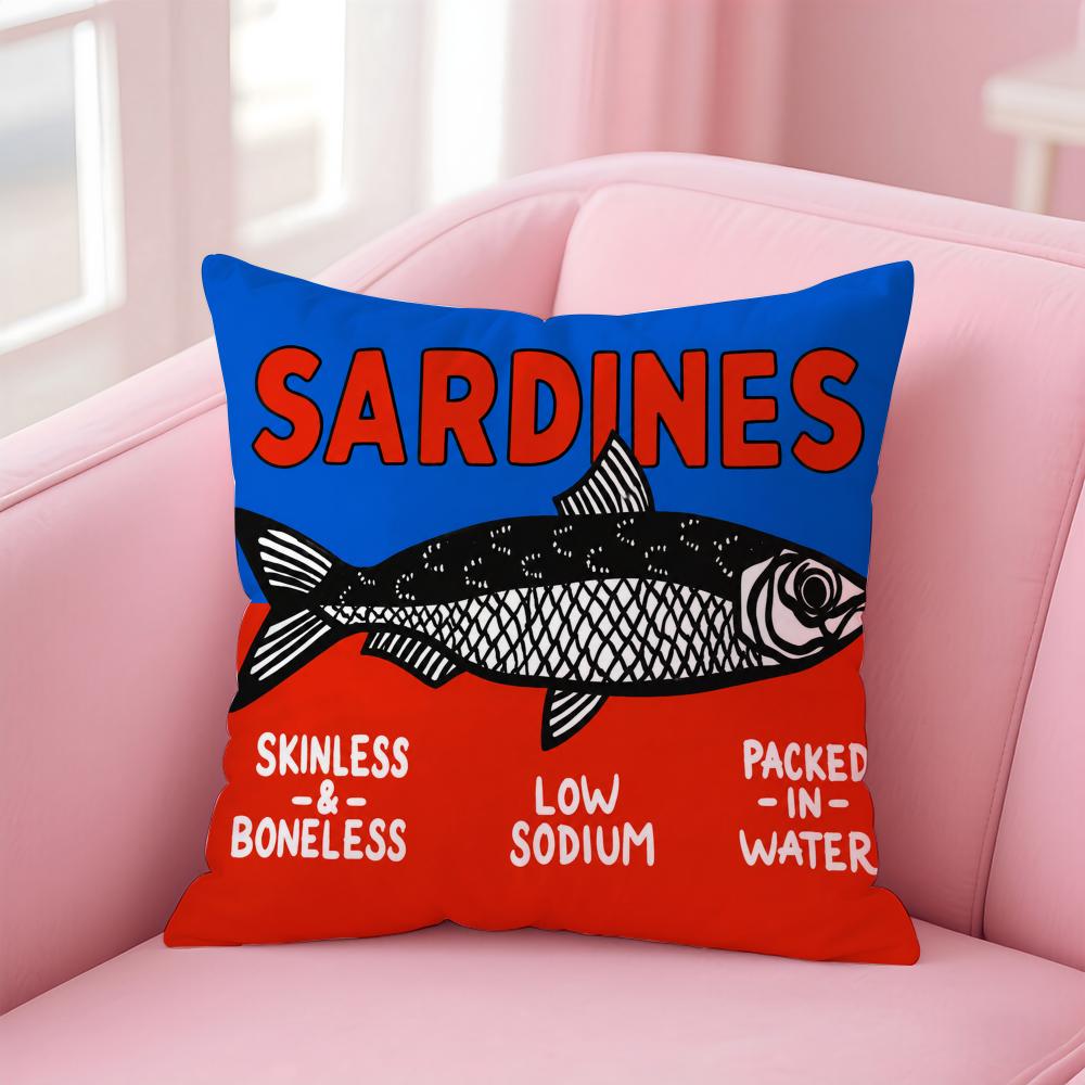 Kissenhülle Bunt Trendig Sardinen Kurzer Plüsch Weich Beidseitiger Druck Kissenbezug Gemütlich Sofa Schlafzimmer Heimdekoration Geschenk