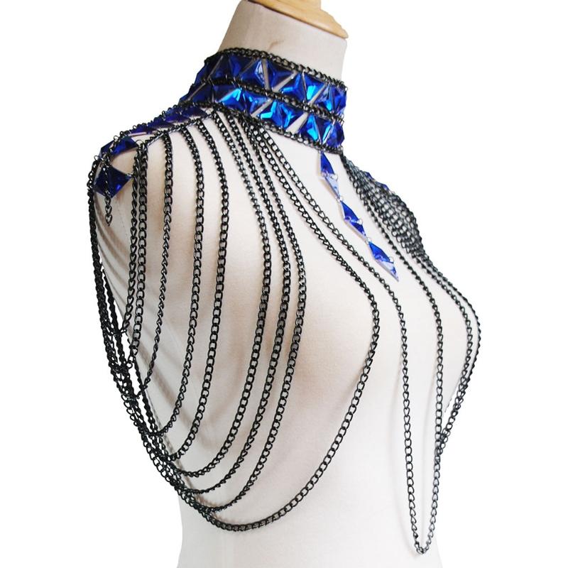 Mehrschichtige Schulterketten Quasten Körperketten Kristall Taille Bauchketten Legierung Körper Schmuck für Strand Nachtclub
