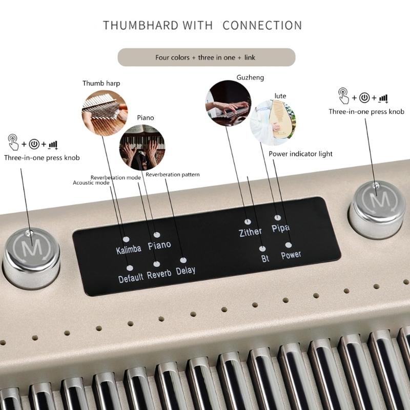 17-tone Smart Kalimba Thumb Piano Bluetooth-compatible Speaker Finger Piano Portable Musical Instrument Gold/Pink