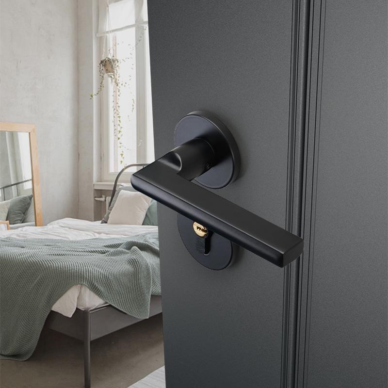 Univerzální magnetický černý vnitřní zámek kliky dveří pro dřevěné dveře ložnice