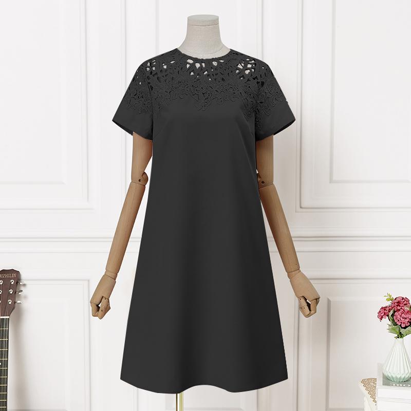 

VONDA Элегантное женское короткое кружевное платье 5XL чёрный