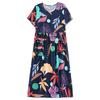 Vintage Print Long Dresses for Women Plus Size Short Sleeve Casual Summer Dress Elegant Middle-aged Women's Clothing
