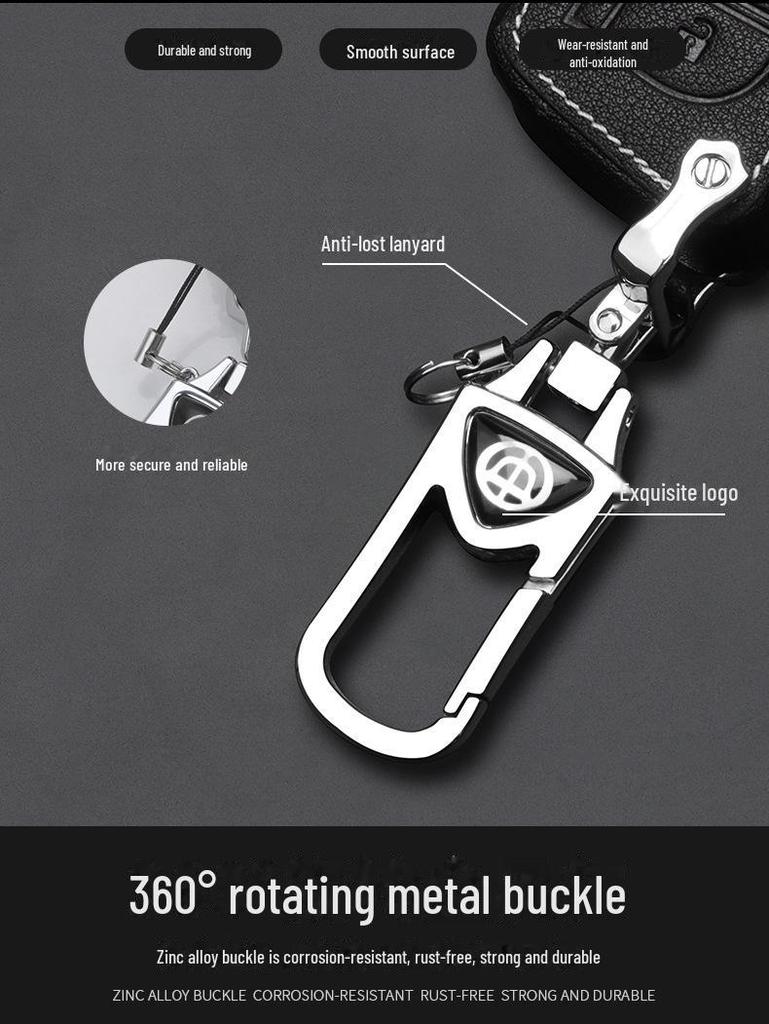 Brilliance Car Key Cover: Compatible with Zhonghua V3, V7, H530, H330, V5 - Protective Key Bag with Buckle.