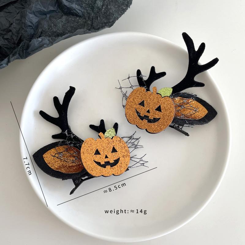 A Pair of Hairs Clips, Halloween Party Funny Ghost Hair Clip Accessories, Pumpkin Bat Skeleton Witch Hairpin Styling Tools