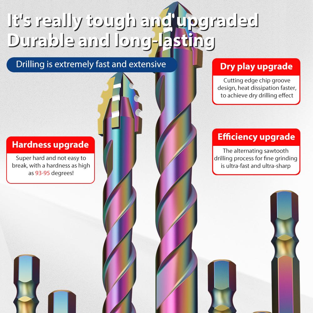 6mm/8mm/10mm/12mm Tile & Glass Drill Bit 4-Cutting Edges Tile Bits Glass Ceramic Concrete Hole Opener Carbide Alloy Drill Bits