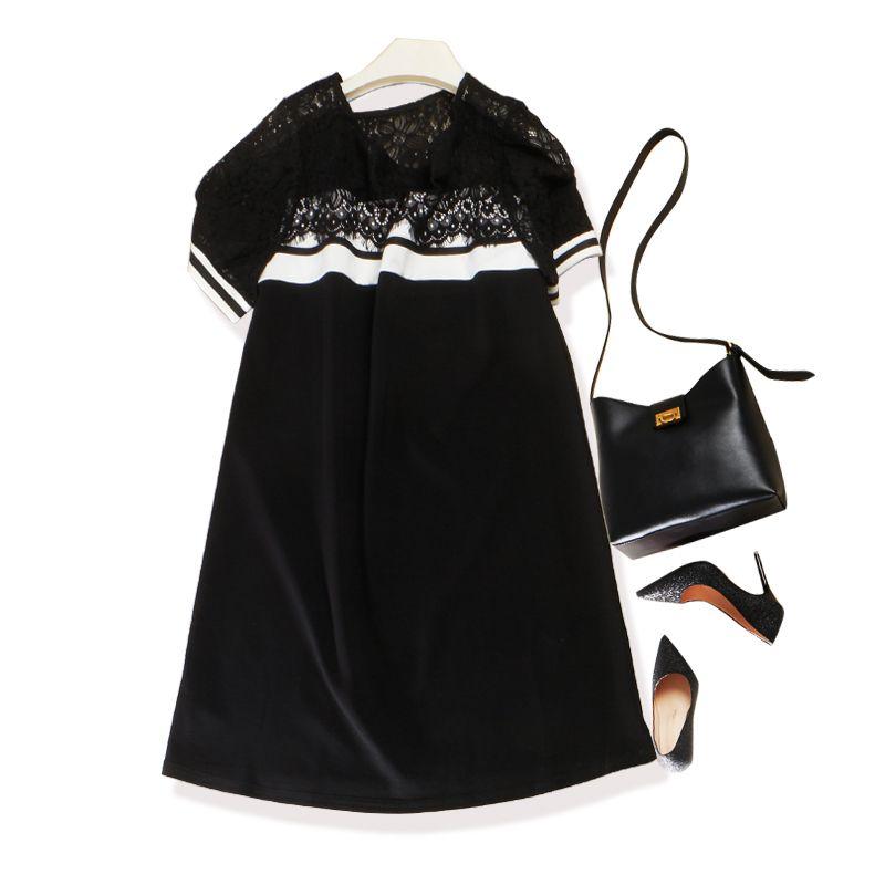 

Tender Crocheted Silk Cotton Amoi Black Dress Black 4XL