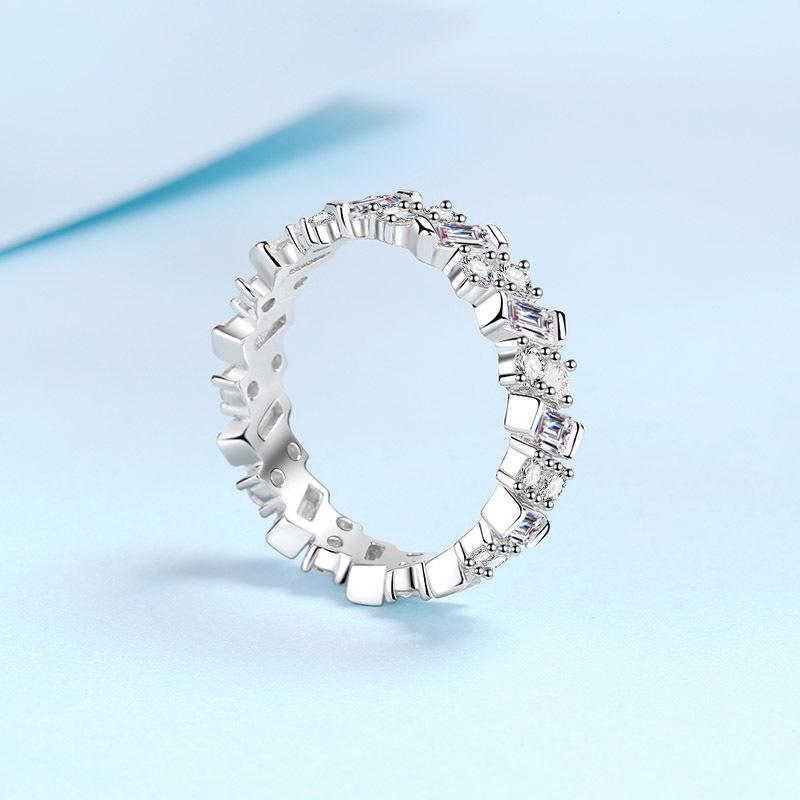 S925 Sterling Silver Ring for Women Full Moissanite Ring Plated Pt950 Ring Wedding Ring Proposal Diamond Ring Gift for Girlfriend