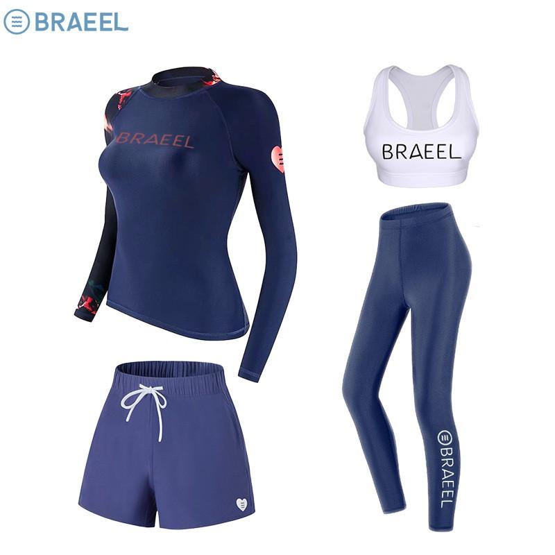Womens UV Protection Long Sleeve Rash Guard Set With Pants Diving Snorkeling Surfing Swimming