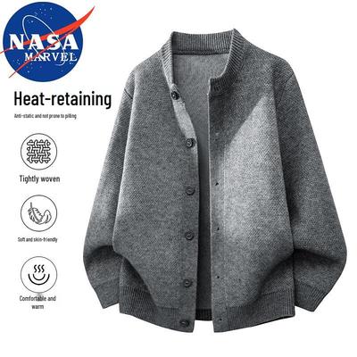 NASA MARVEL Men's Stand Collar Knit Cardigan