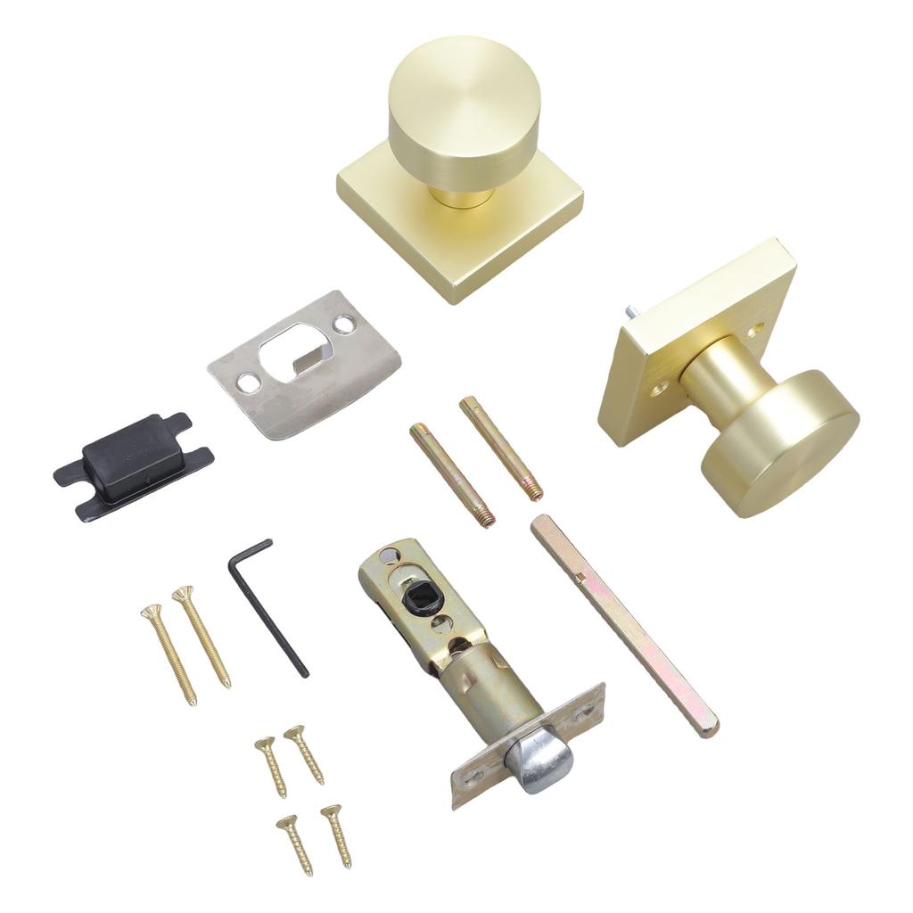 Portable Sturdy Zinc Alloy Gold Door Knobs with Satins Brass Finish Convenient Accessory for Contemporary Interiors