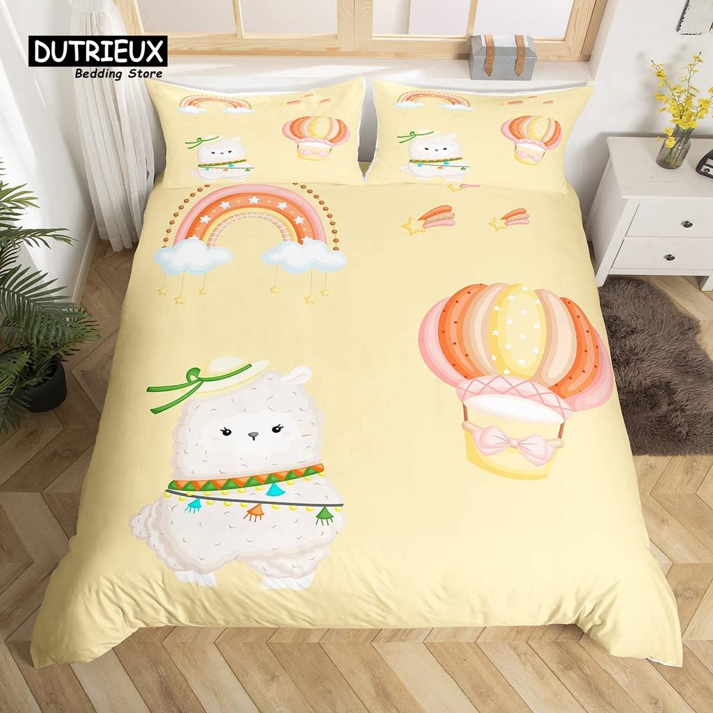 Cartoon Sheep Farm Animals Duvet Cover Set, Butterfly Princess Bedding Set, Soft Comfortable Breathable Duvet Cover