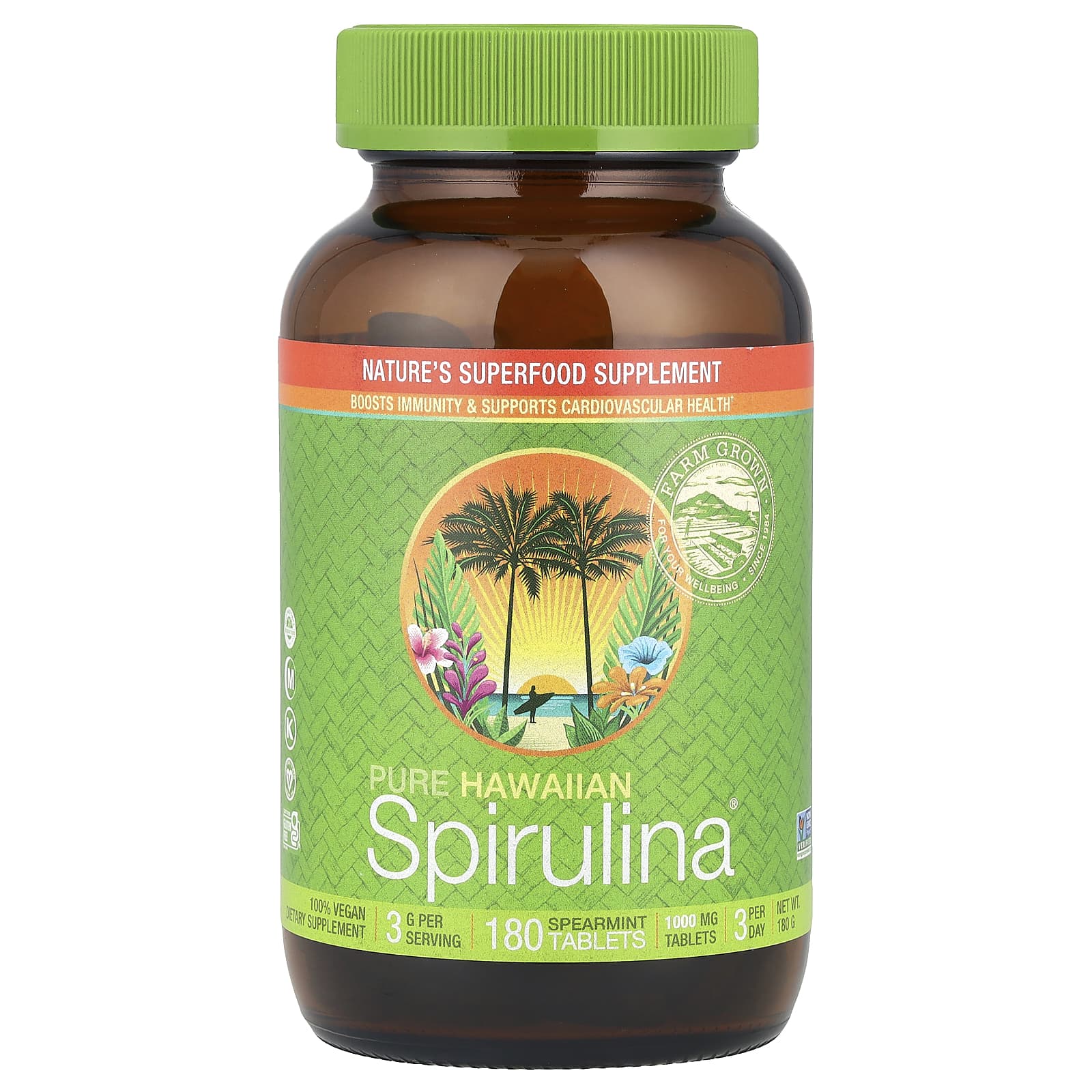 

Pure Hawaiian Spirulina®, Spearmint, 1,000Mg, 180 Tablets