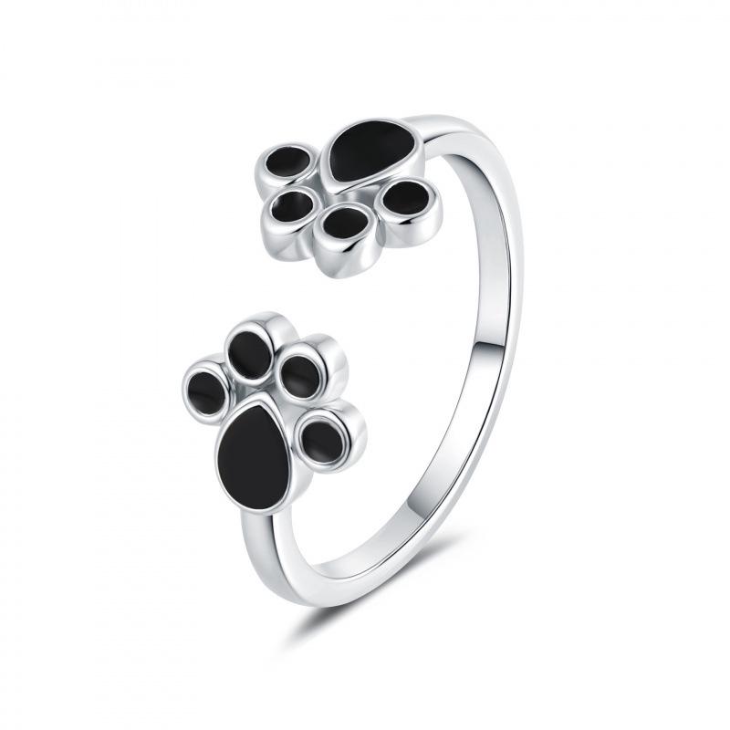 

European & American Cute Cat Paw Ring - Trendy & Simple Women s Jewelry Adjustable Opening платиновый