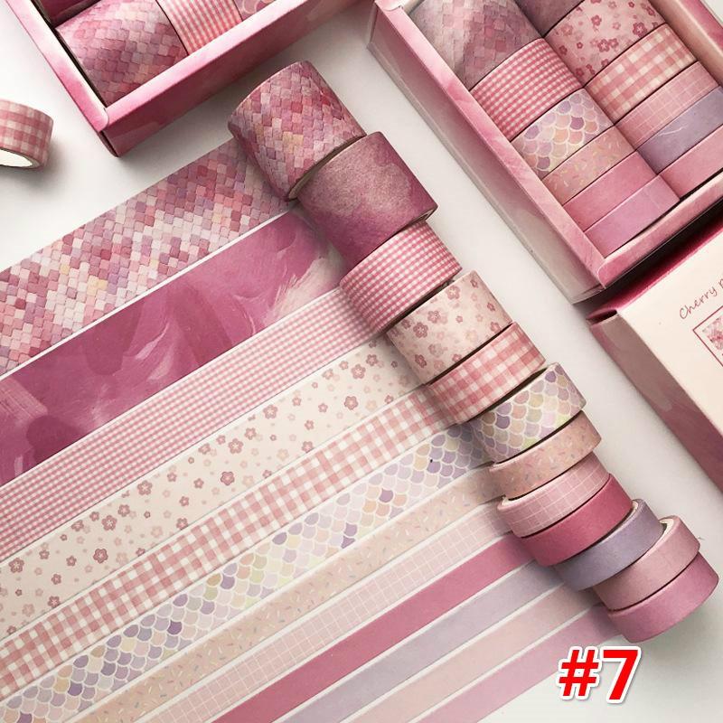 8 stiler DIY Dekorativ Scrapbooking Maskeringstape Selvklebende etikettklistremerker Tape Blomsterblader Washi Tape 12 ruller/sett