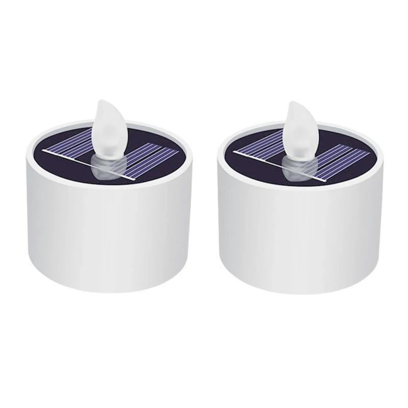 

6/2/1 шт. Светодиодная свеча-таблетка на солнечной батарее, светодиодные свечи без пламени, уличные светильники на солнечной батарее, перезаряжаемые свечи для рождественской вечеринки, сада, дома 2Pcs