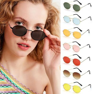 Unisex Festival Steampunk Metal Uv400 Oval Sunglasses Gradient Mirror Glasses Men'S Shades Sun Glasses