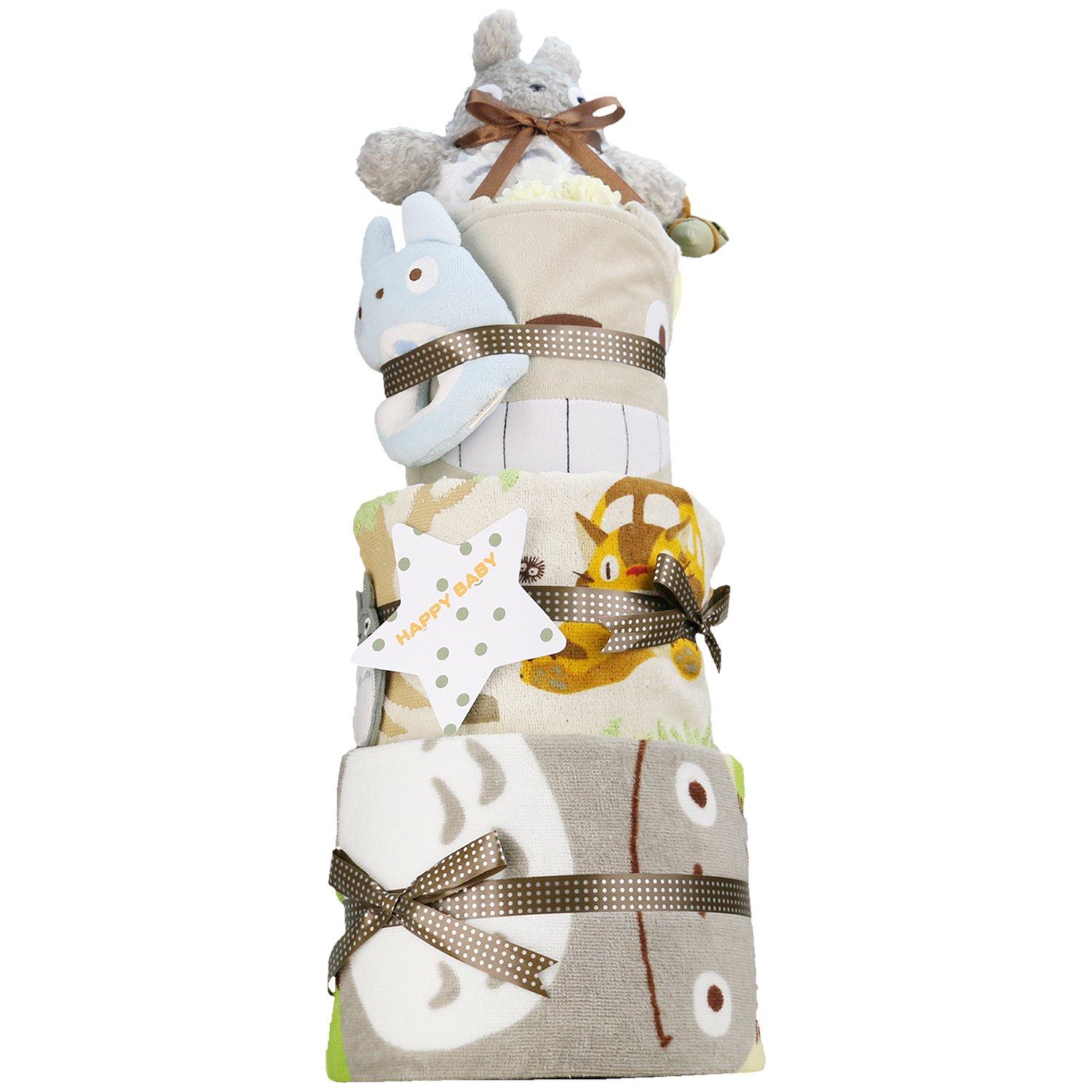 

Baby Shower Studio Ghibli My Neighbor Totoro Diaper Pampers Tape Unisex Gift 3-Tier Cake, Type, S, зелёный
