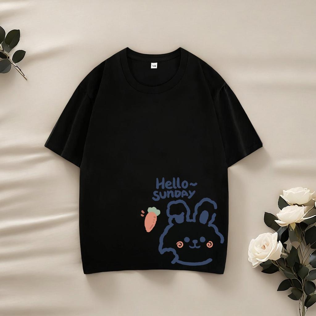 Heavyweight 220g Children's Combed Cotton Cartoon T-Shirt - Short Sleeve, Casual Trendy Top for Boys and Girls