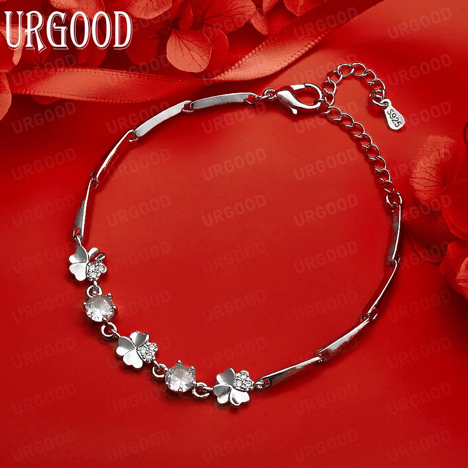925 Sterling Silver Delicate Side Chain Handheld Bracelet Gift Jewelry 20CM