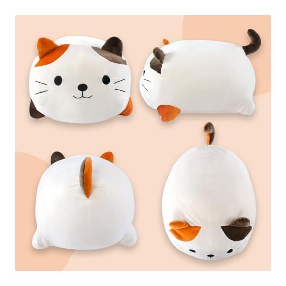 JEMA Body Pillow Marshmallow Cat Sleeping Pillow Cushion Stuffed Toy Chewy Fluffy Soft Cute Gift White 40CM