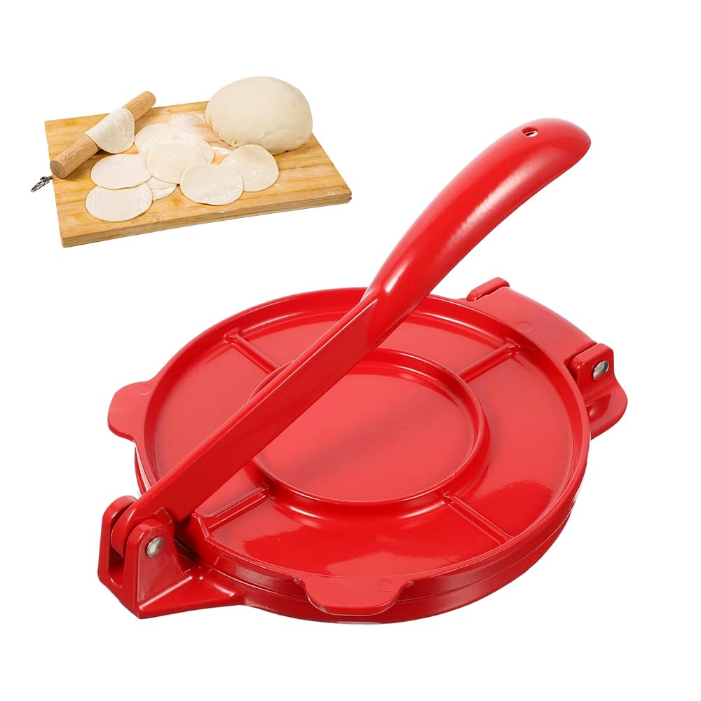 Tortilla Press Tortilla Maker Homemade Tortilla Pie Heat-Resistant Dish Heavy Duty Corn Tortilla Press Kitchen Gadget Baking Kitchen Cafe Use (Red)