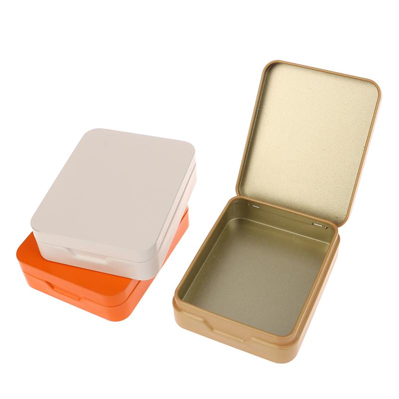 1Pc Tinplate Storage Boxes Metal Rectangular Empty Mini Box Tinplate Candy Pill Cases Hinged Containers Jewelries Organizer