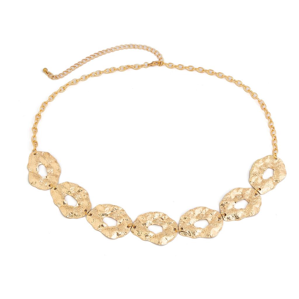 Women's retro waist chain bodychain metal irregular design disc body chain jewelry