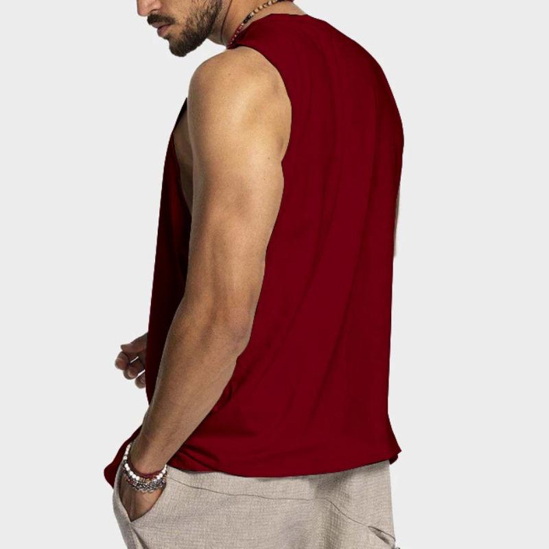 Men's Summer Sun Cotton Vest, New Solid Color Sleeveless Tank Top, Loose Casual Athletic Cami for Men