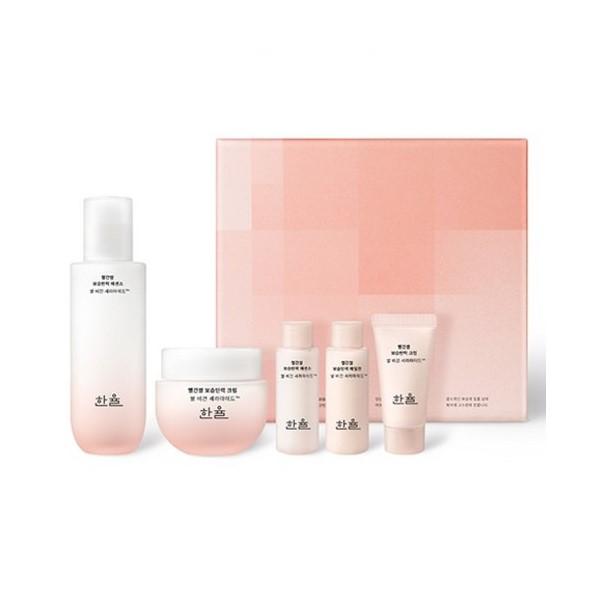 Hanyul Red Rice Moisturizing Firming Essence Cream 2pcs Set Essence 150ml+18ml, Cream 55ml+15ml, Emulsion 18ml, Cosmetic Cotton Pads 6pcs
