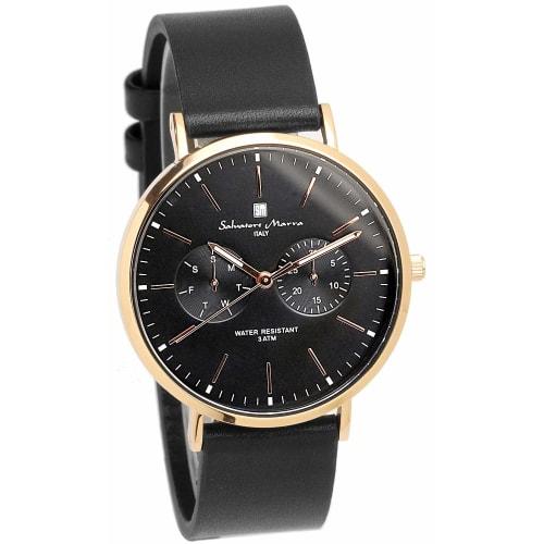Salvatore Marra Watch, Italian Brand, Unisex, Quartz Movement, Calendar, SM15117L (Rose Black)