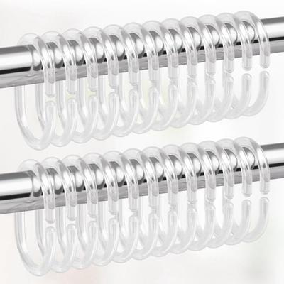 24Pcs Simple Plastic C Shaped Shower Hooks Clear Reusable Shower Curtain Hooks Removable Blind Loop Household Replacement