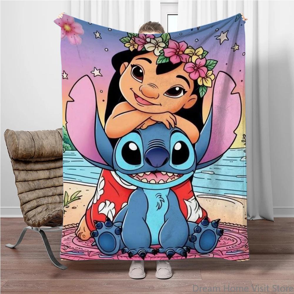 Disney lilo and stitch Super Mario Pikachu Soft Fluffy Throw Flannel Blanket Kid Adult Sofa Break Bed Blanket Cover Travel Gifts