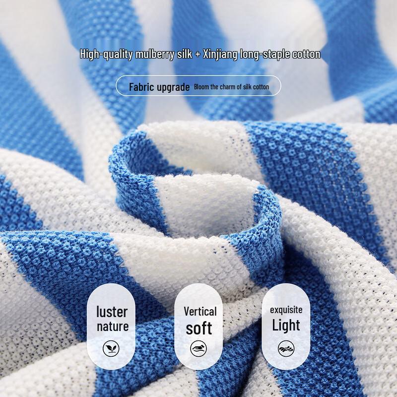 Zhaojun Silk Blend Striped Knit Short Sleeve T-Shirt
