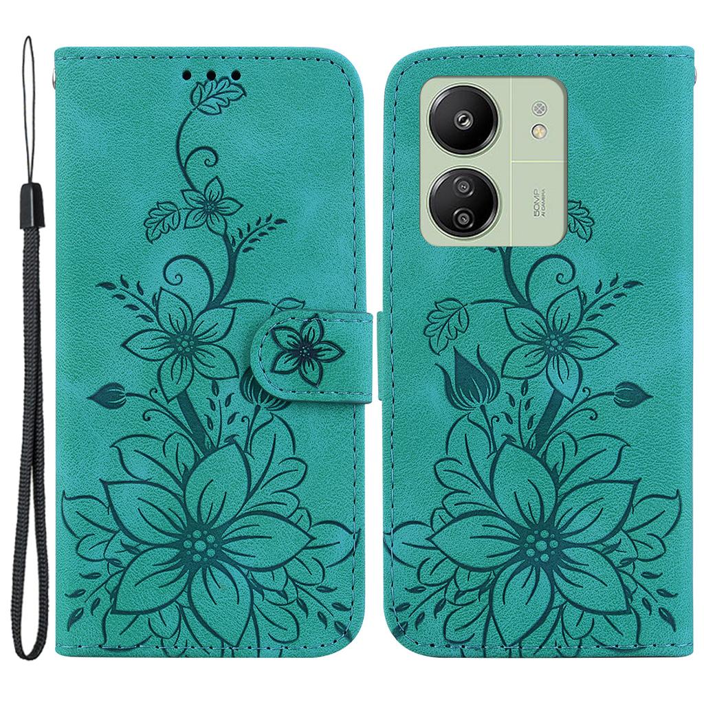 For Xiaomi Redmi 13C 4G/13C 5G/Poco C65 4G/Poco M6 5G/13R 5G Case Imprinted Flower Leather Cover with Wallet