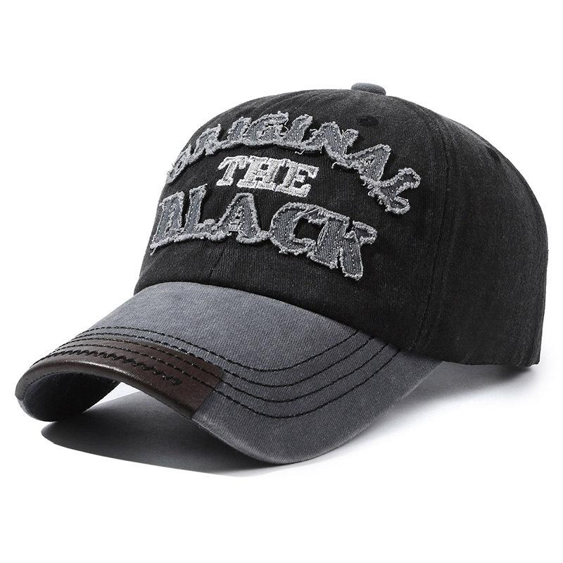 Men's Retro Washed Cloth Alphabet Baseball Cap Curved Brim Old Cap Spring and Autumn Outdoor Sports Women's Sun Hat