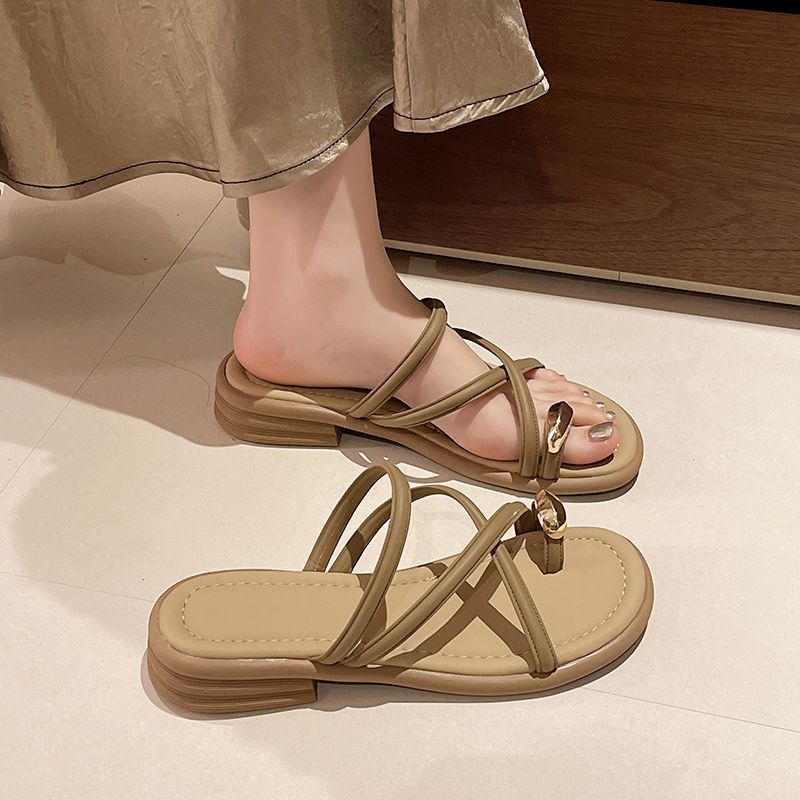 With Skirt Toe Slippers Women Wear Non-slip Shoes Women's Summer 2025 New Fashionable Versatile French Small Cool Slippers